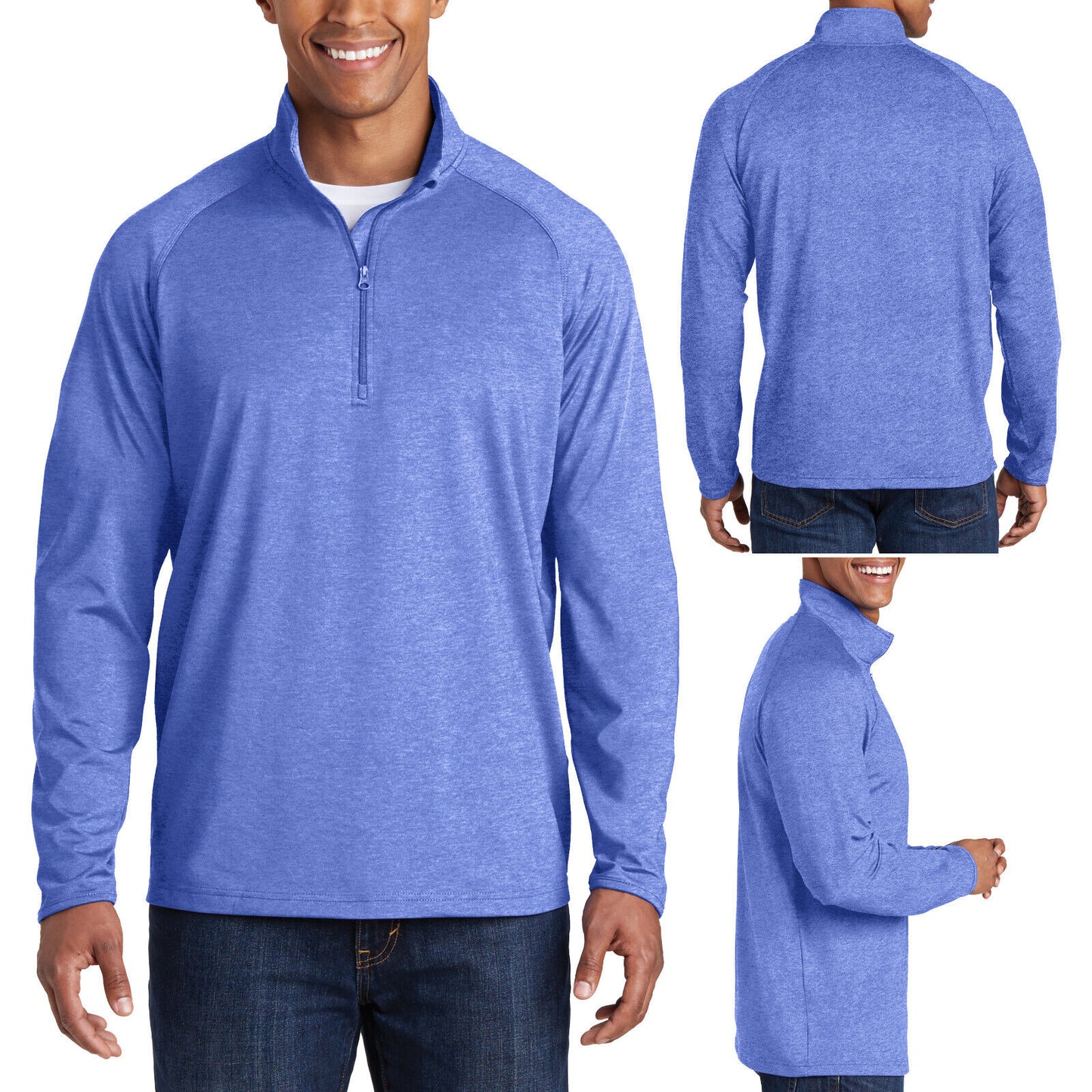 Mens Tall Heather Moisture Wicking Stretch 1/4-Zip Pullover LT-4XLT NEW!