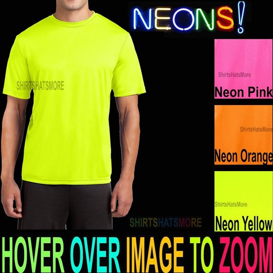 Mens NEON DriFit Moisture Wicking Workout Running Athletic T-Shirt S-XL 2X 3X 4X