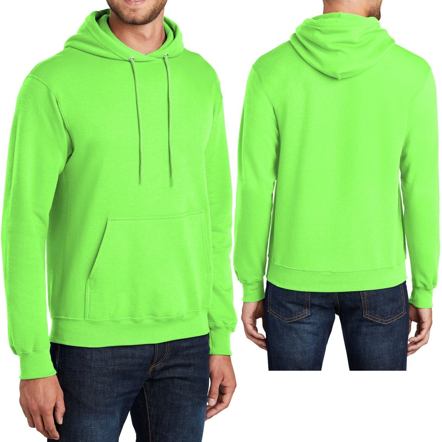 Mens Pullover NEON Hoodie Adult Sizes S M L XL-4XL Hooded Sweatshirt Hoody NEW