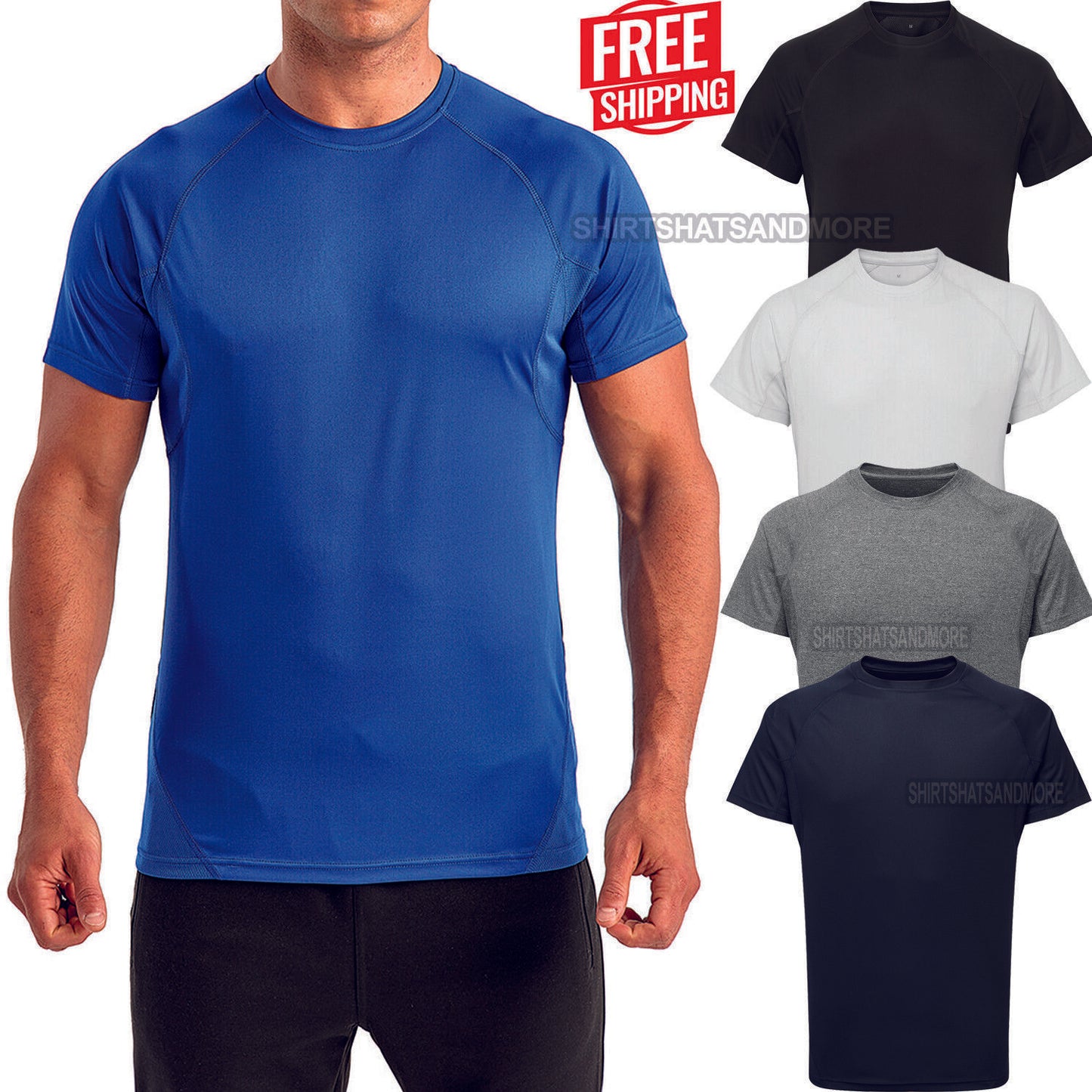 Mens Panelled UPF 40+ Moisture Wicking T-Shirt Dry Fit Work Out Exercise Tee NEW