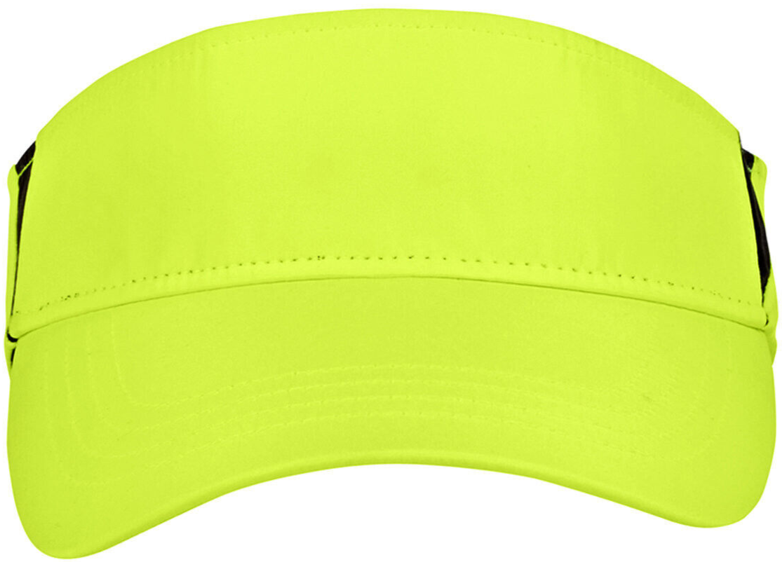 Mens Women Contrast Safety Yellow Visor With Reflective Tab Moisture Wicking Hat