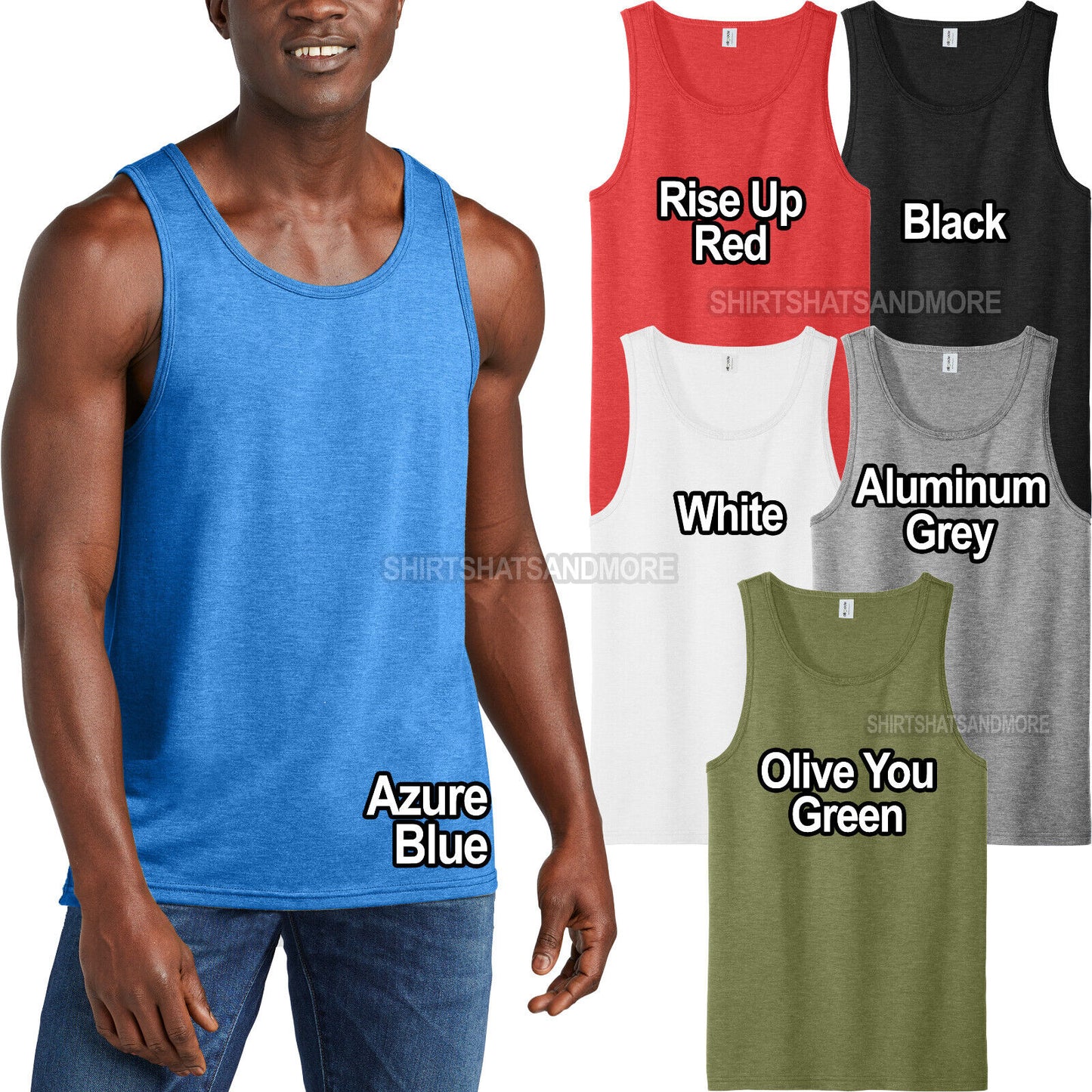 Mens Tri-Blend Ultra Soft Sustainable Tank Top Tear Away Label Size: XS-4XL NEW!