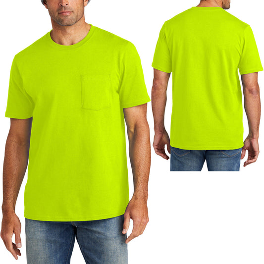 Mens Safety Colors Short Sleeve American Made T-Shirt 5.5 Ounce Pocket Tee S-4XL