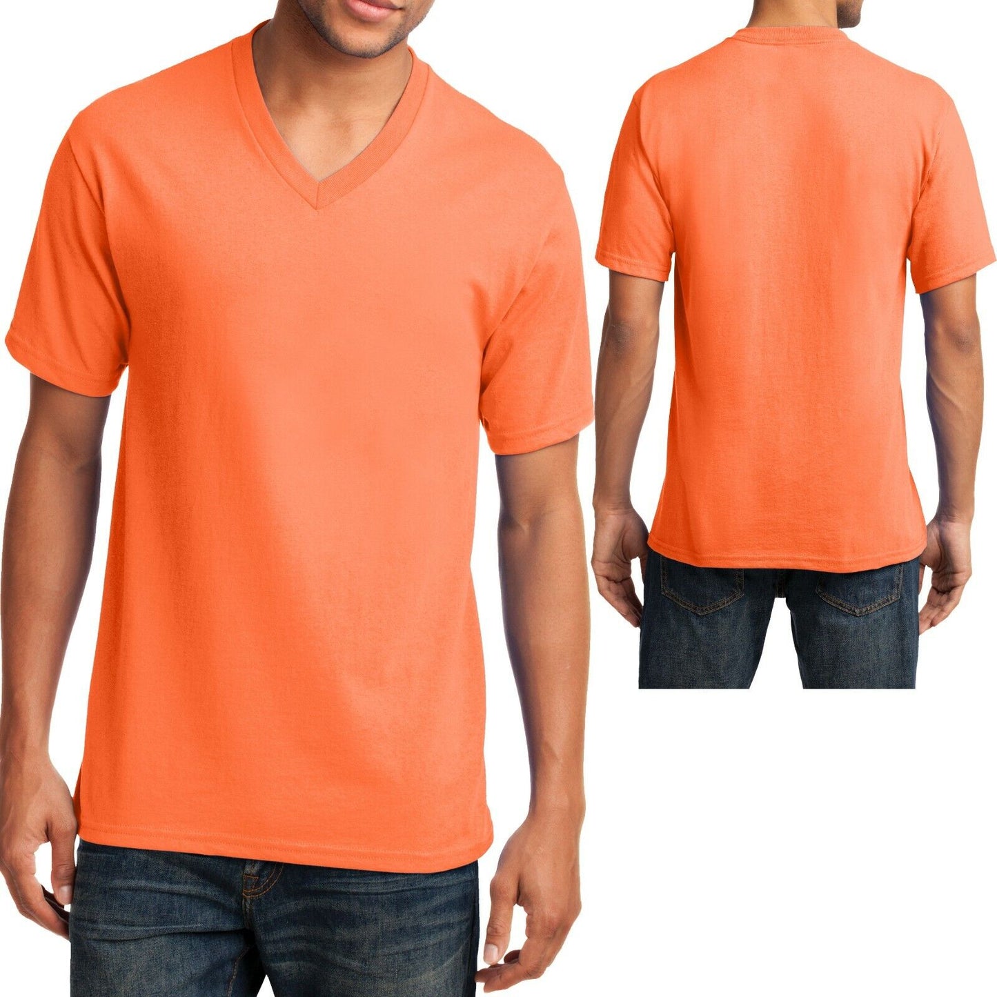 Mens V-Neck T-Shirt Cotton Blend Including NEONS Sizes S M L XL 2XL 3XL 4XL NEW