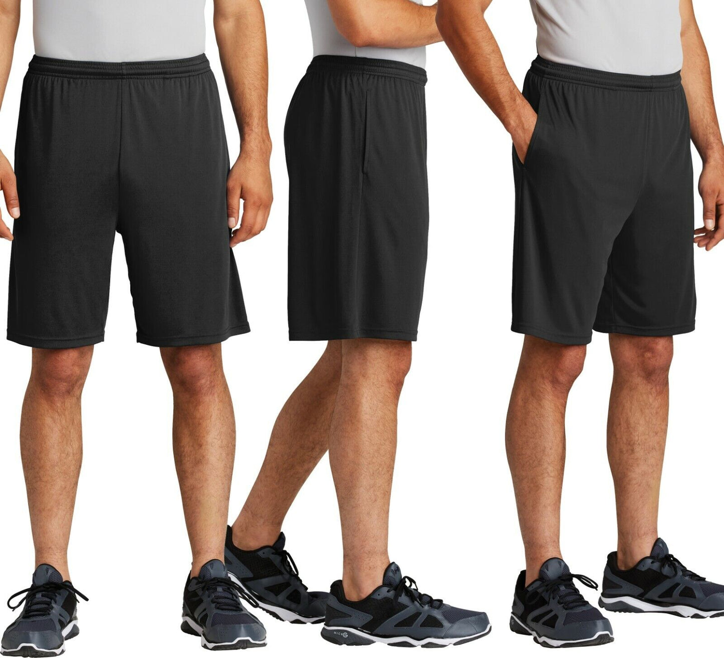 Big Mens Moisture Wicking Shorts With Pockets 9 Inch Inseam XL, 2XL, 3XL, 4XL