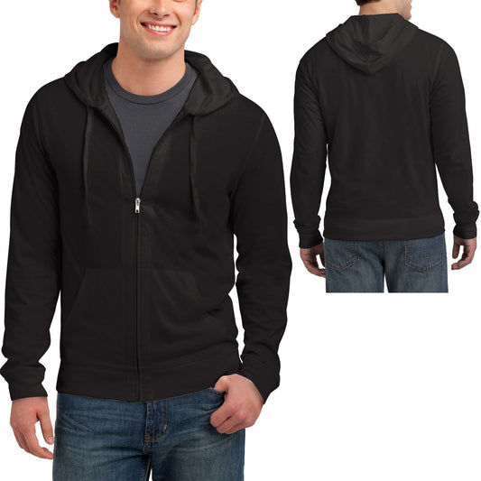 Mens Full Zip Hoodie Long Sleeve T-Shirt Young Mens Lightweight Hooded XS-4XL