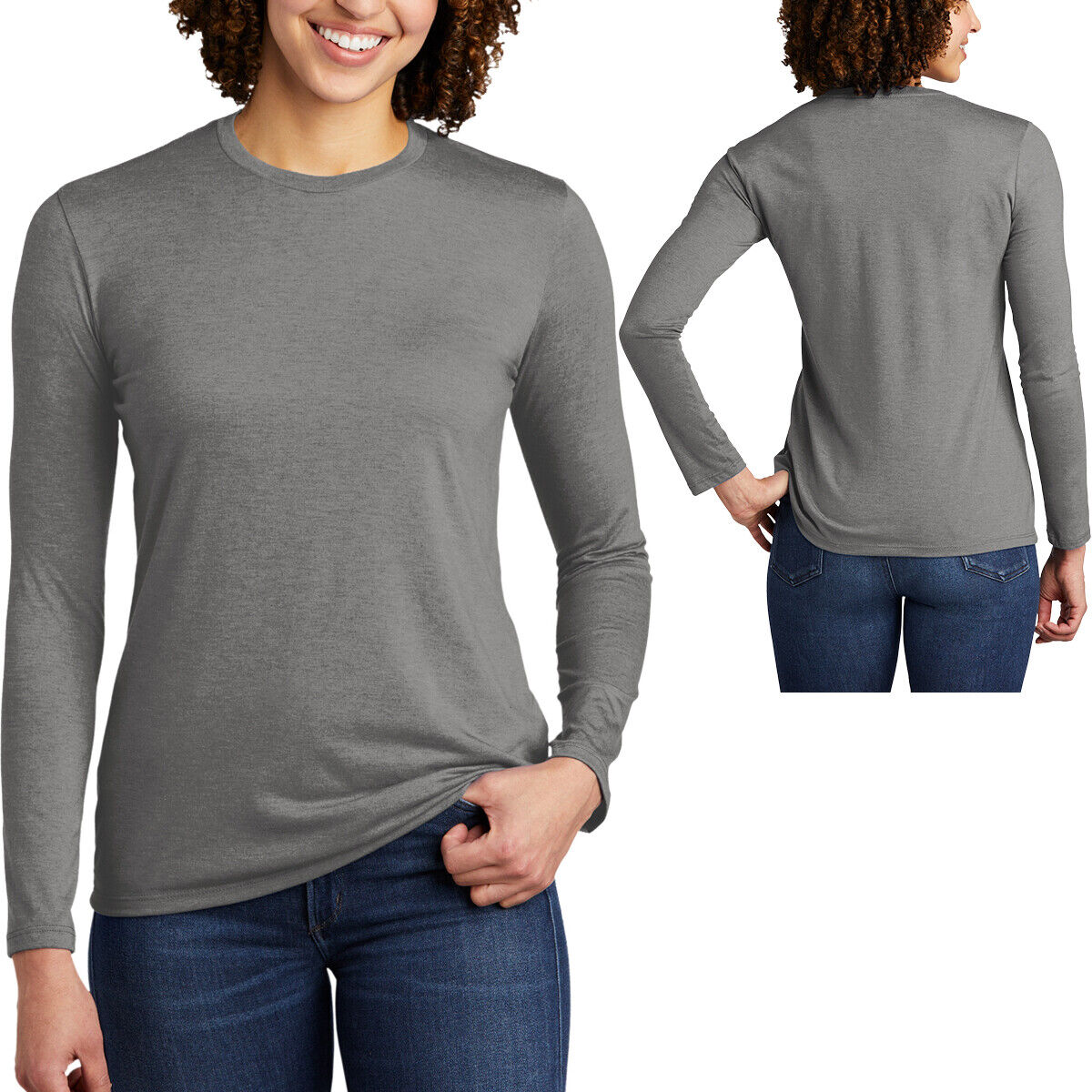 Womens Triblend Long Sleeve Sustainable Tee Super Soft T-Shirt XS-2XL NEW!