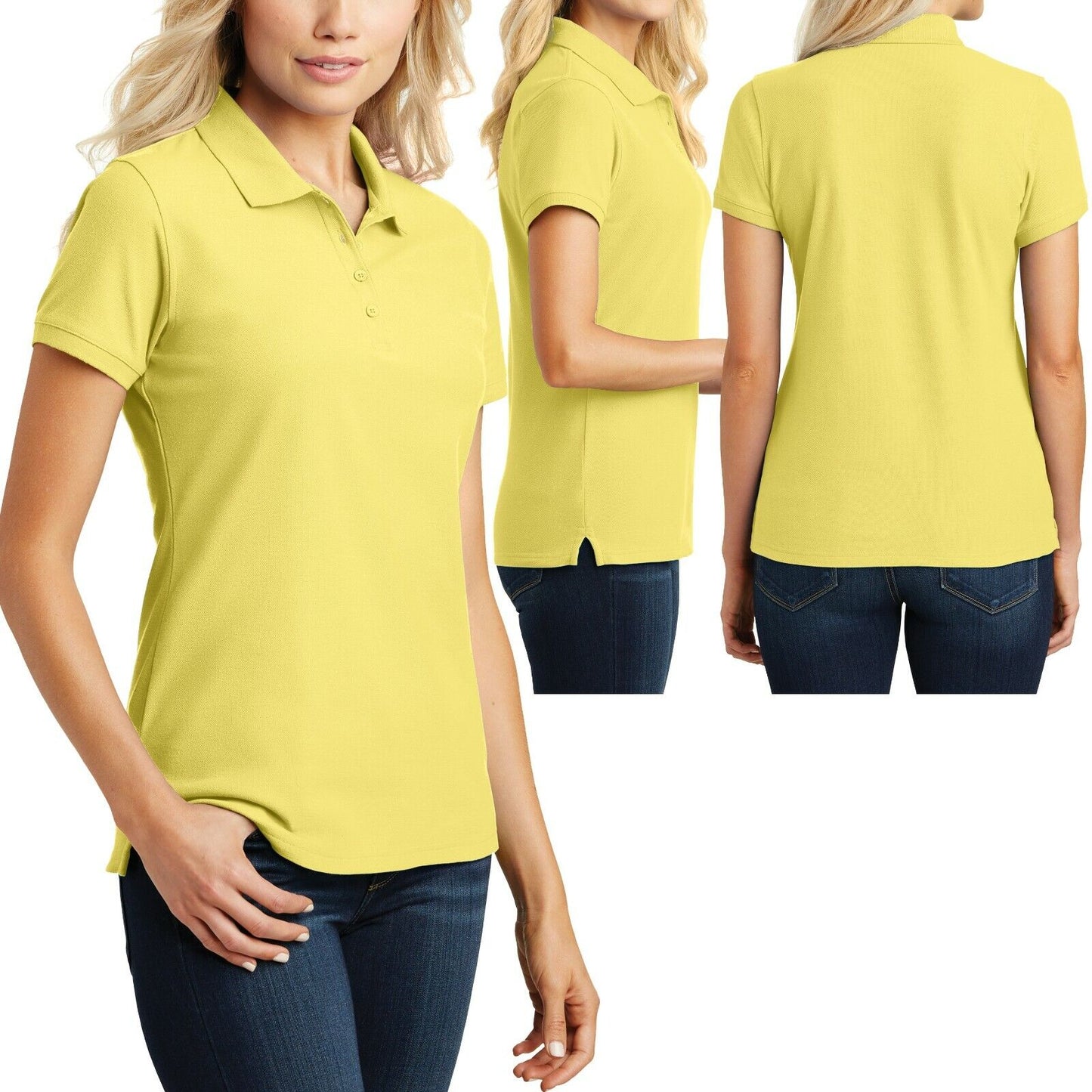 LADIES Polo Shirt Easy Care Cotton/Poly 4 Button Womens Top S-XL 2XL, 3XL NEW