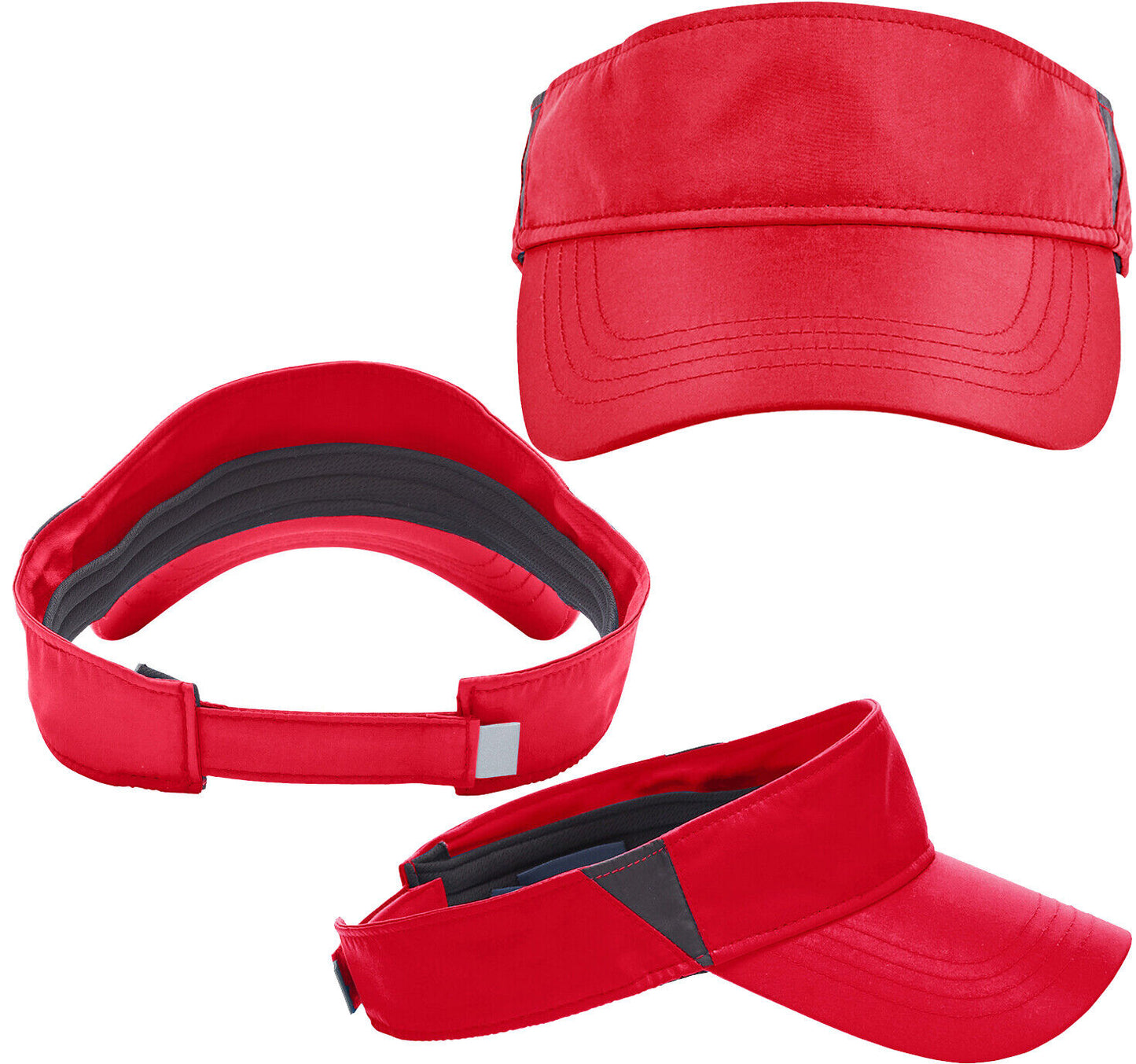 Mens Women Contrast Visor With Reflective Tab Moisture Wicking Hat 15 Colors NEW