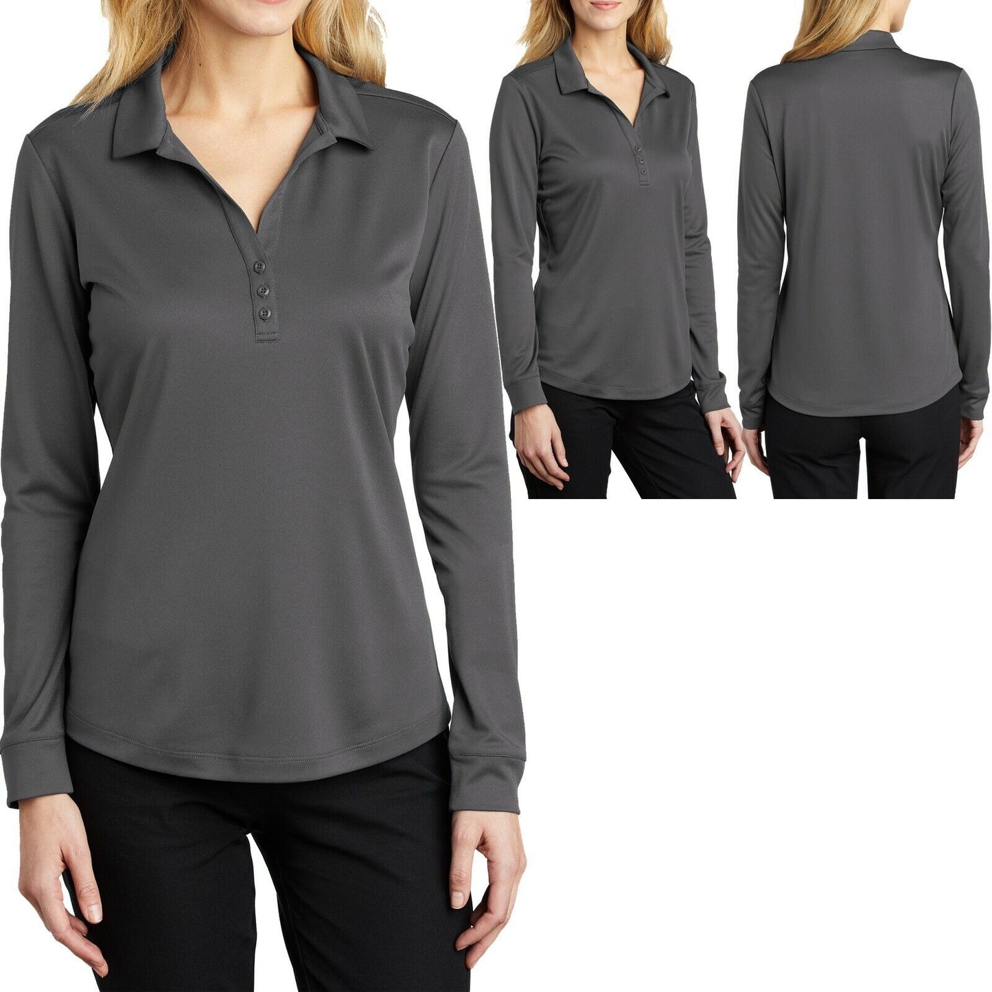 Ladies LONG SLEEVE Polo Shirt Moisture Wicking Womens XS-XL 2XL 3XL 4XL NEW