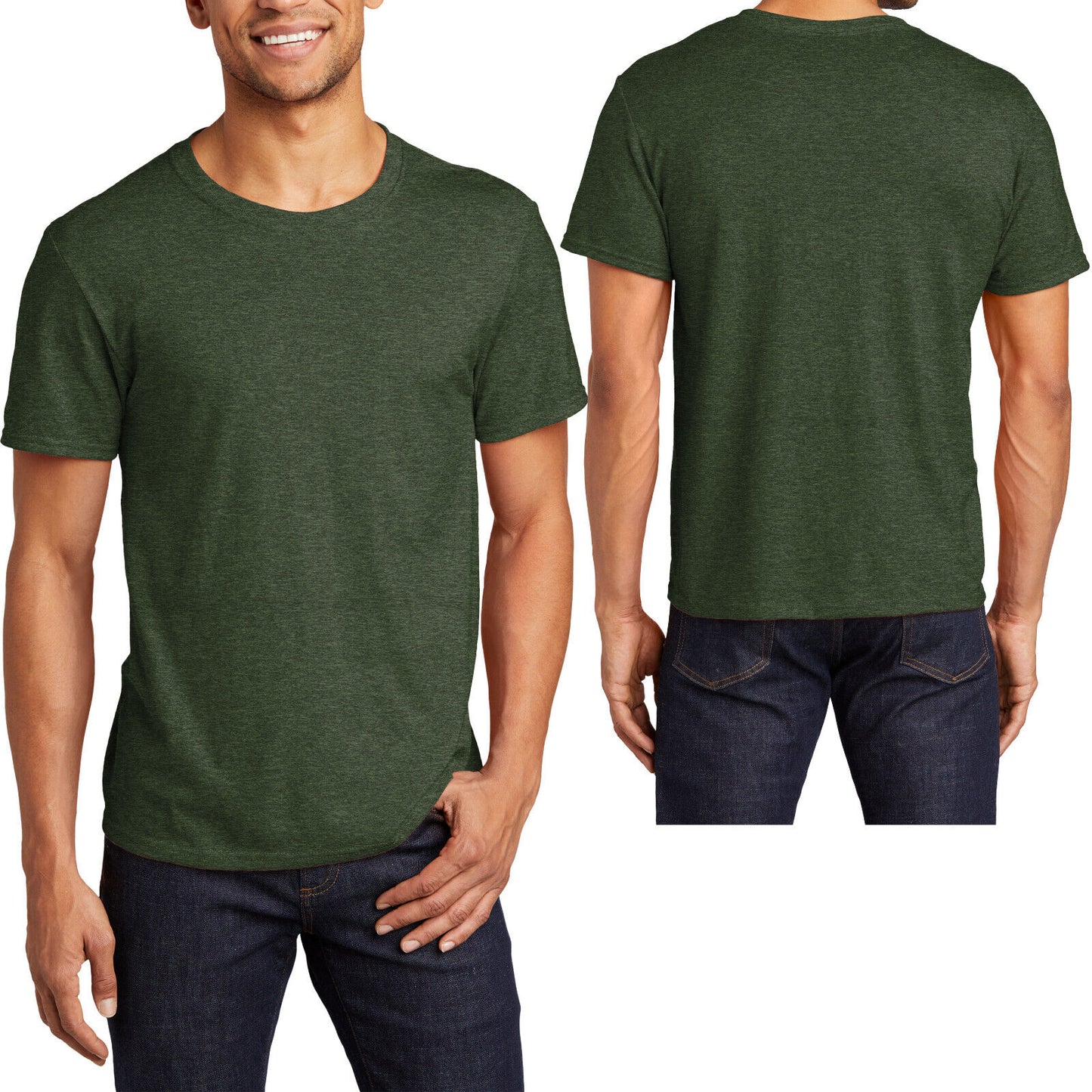 BIG Mens Jerzees Premium Soft Spun Cotton/Poly Blend Tee Wicking Heather T-Shirt