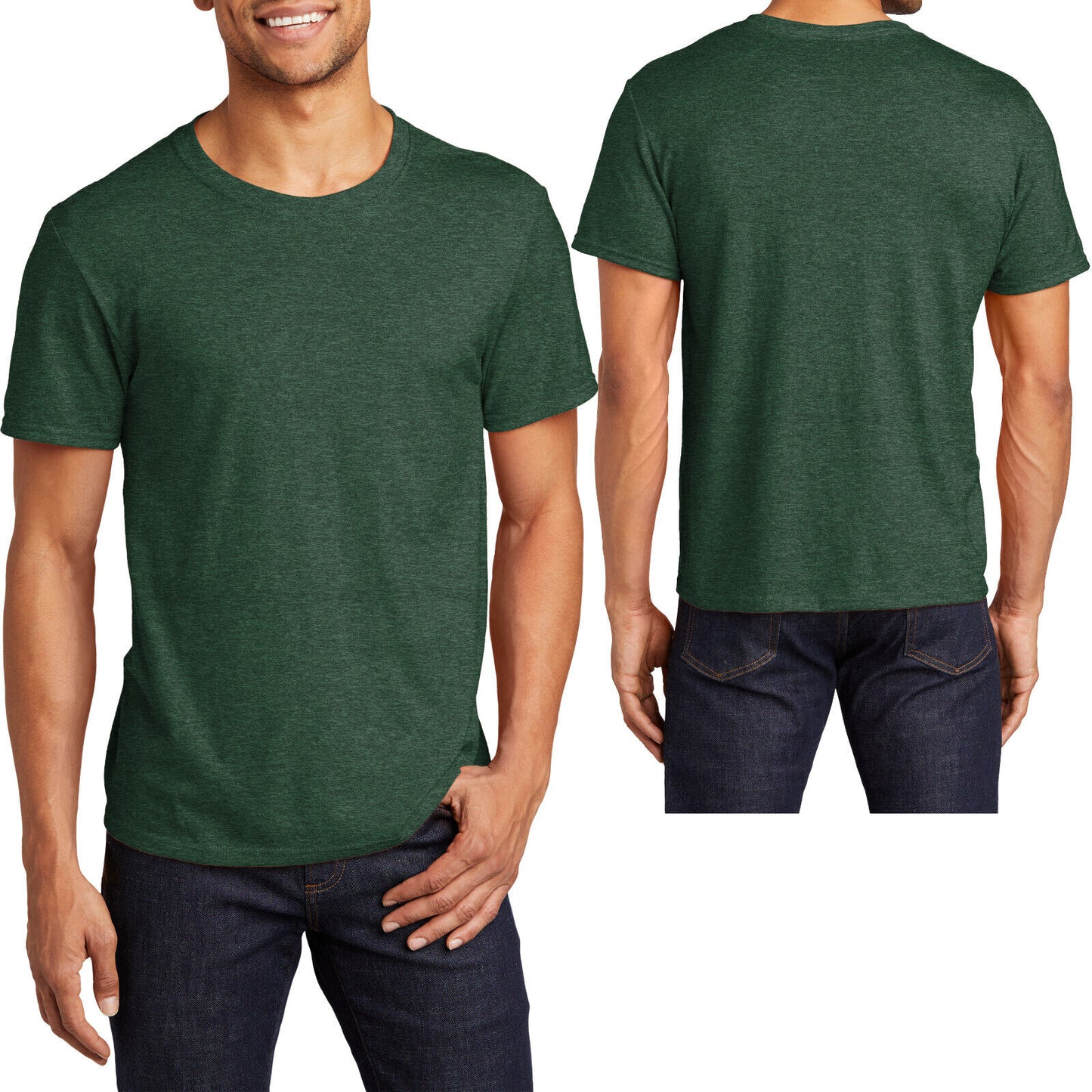 BIG Mens Jerzees Premium Soft Spun Cotton/Poly Blend Tee Wicking Heather T-Shirt