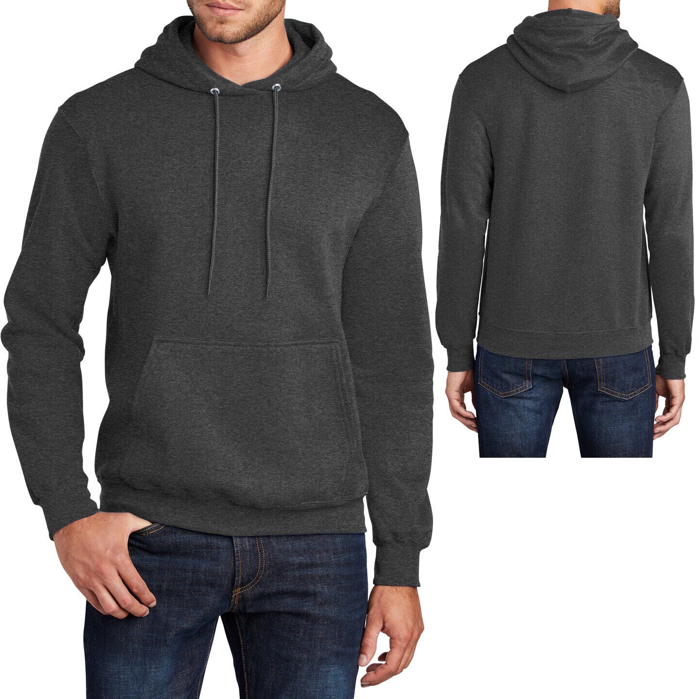 MENS Heather Hoodie Pullover Sweatshirt Warm Hooded S, M, L, XL NEW