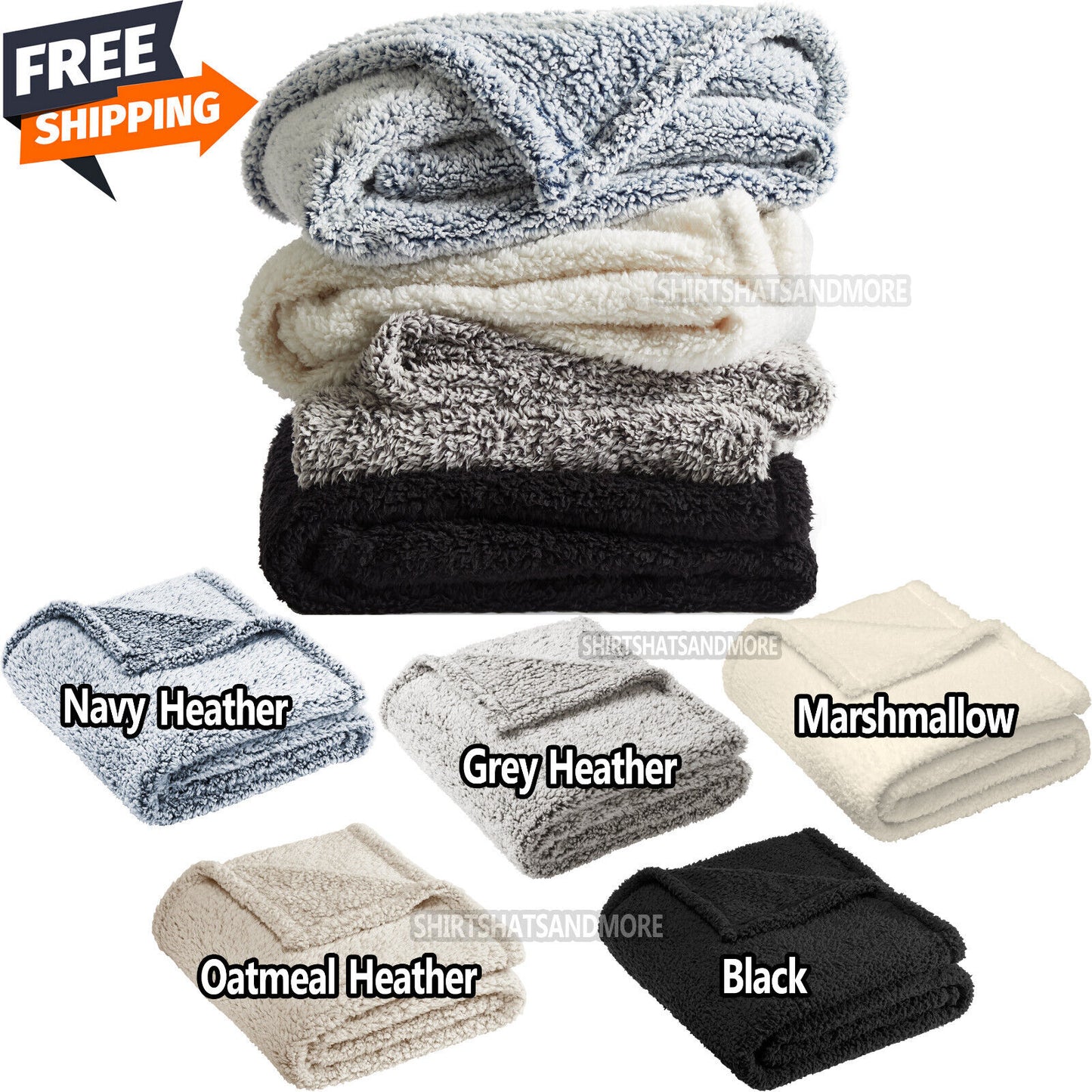 Sherpa Fleece Soft Blanket Winter Warm Cozy Fully Hemmed Throw Blanket 5 Colors