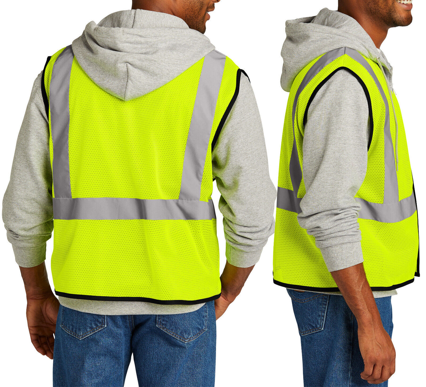 ANSI High Visibility Breathable Mesh Vest Reflective Tape Pocket Jobsite 4 SIZES