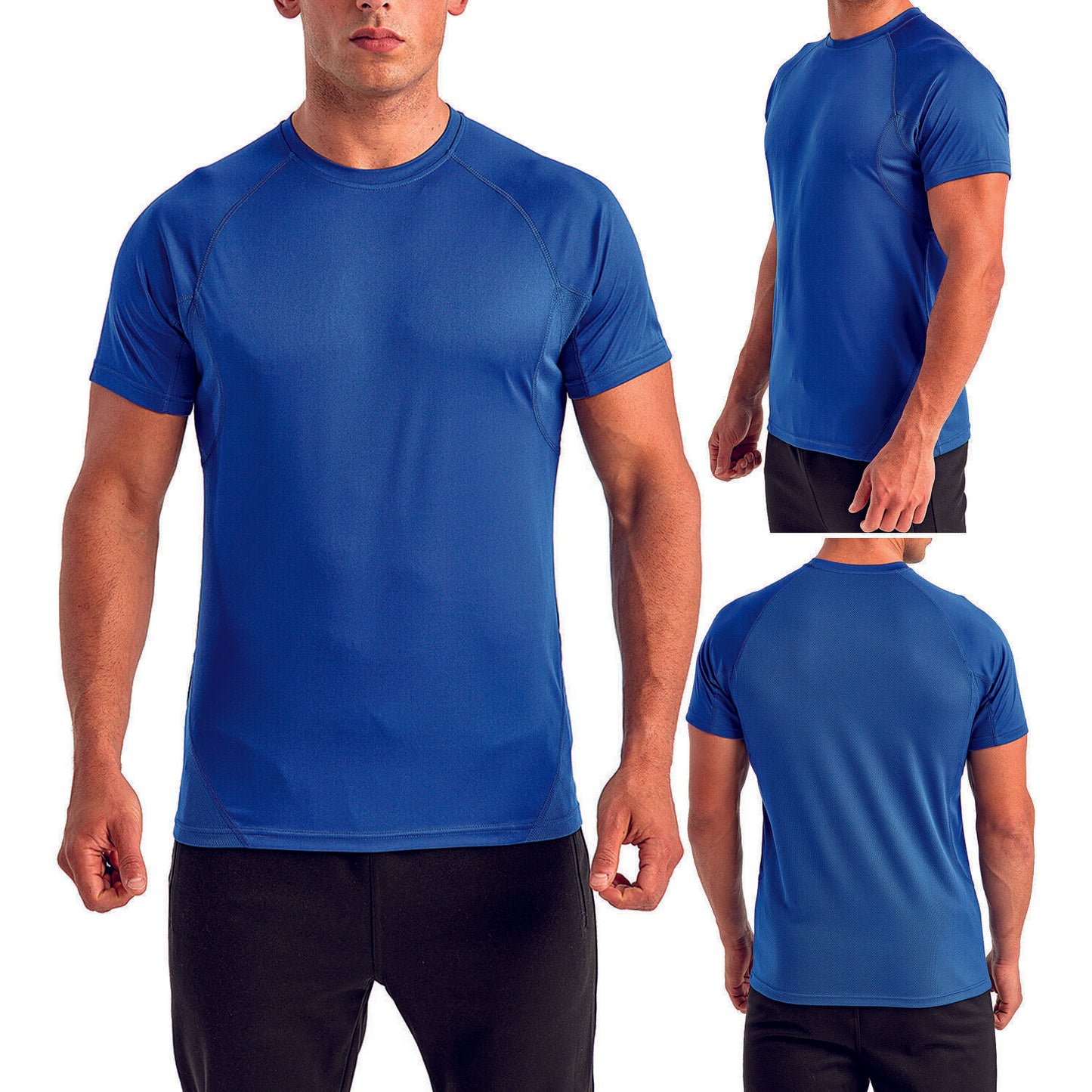 Mens Panelled UPF 40+ Moisture Wicking T-Shirt Dry Fit Work Out Exercise Tee NEW