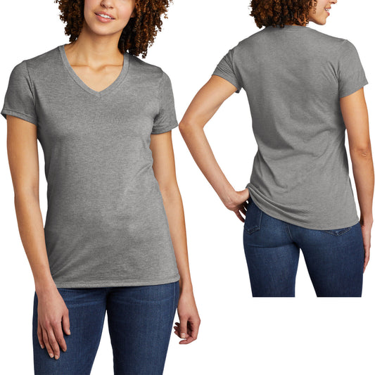 Womens Tri Blend V-Neck T-Shirt Soft Blended Sustainable Ladies Tee XS-2XL NEW!