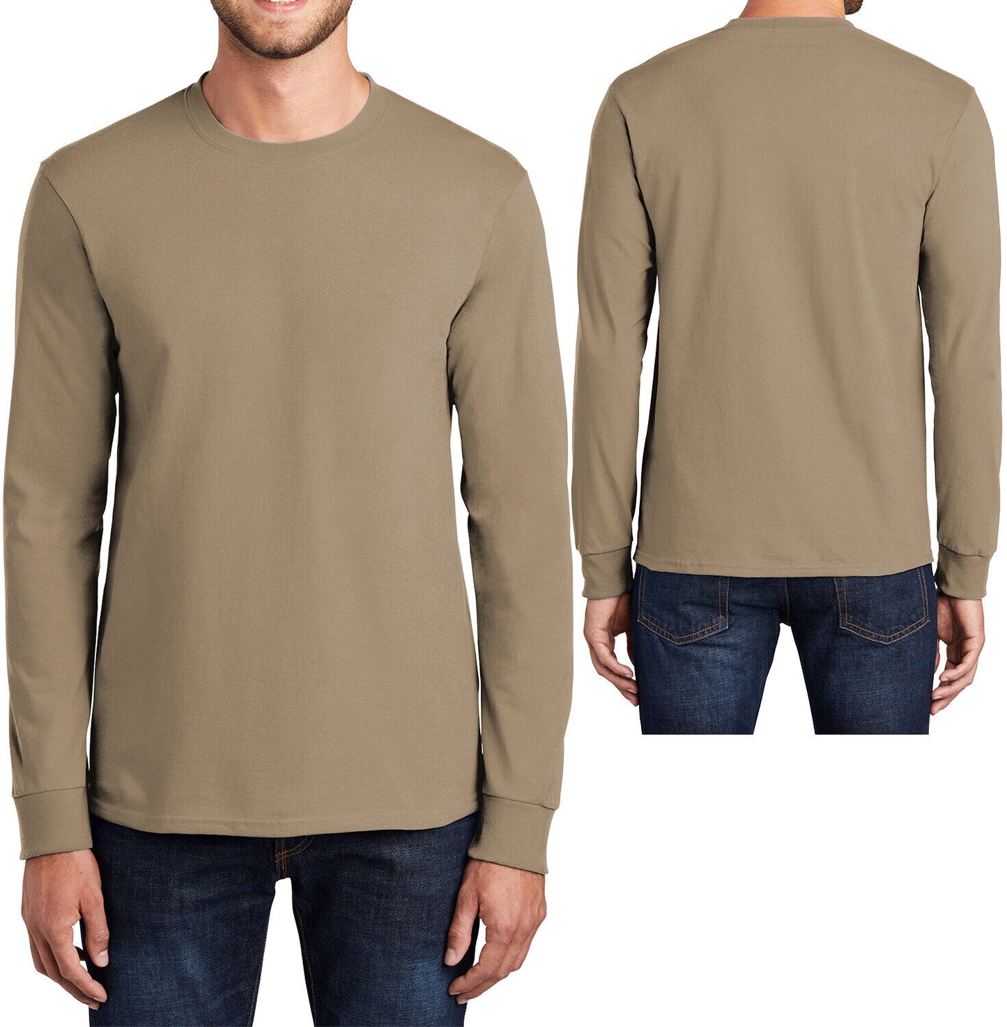 Mens 100% Soft Cotton Big & TALL Long Sleeve T-Shirt Crewneck Tee LT-4XLT NEW!