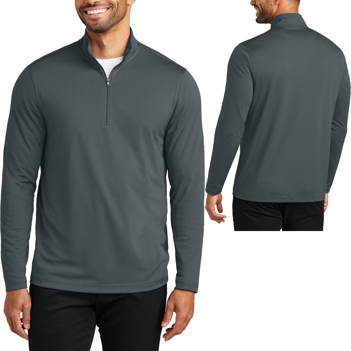 Mens 1/4 Zip Moisture Wicking Long Seleeves Mesh Pullover UPF 30 Snag Resistant