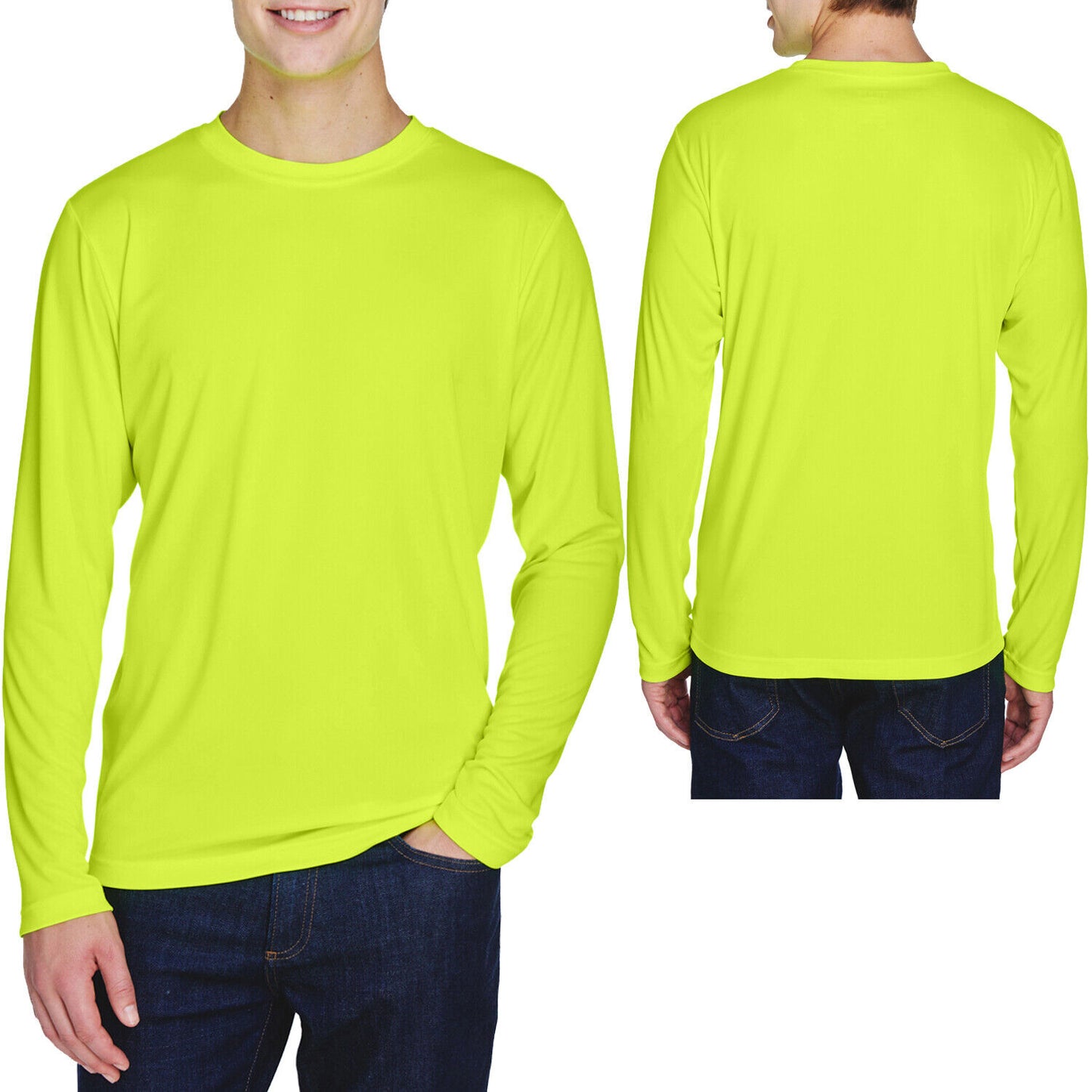 Mens Long Sleeve Fishing T-Shirt UPF 40+ Boat UV Moisture Wicking XS-XL 2X 3X 4X