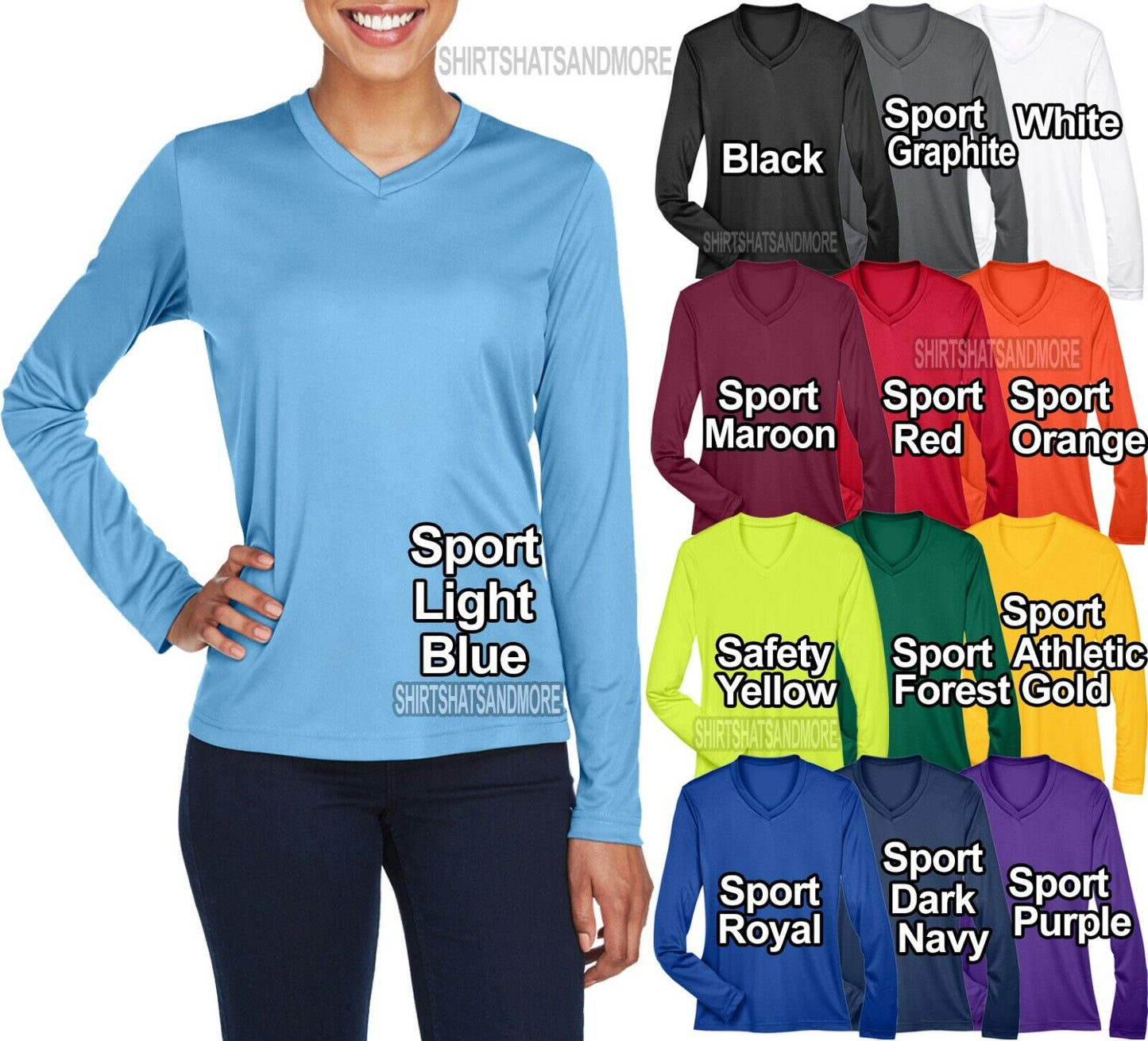 Ladies Long Sleeve Fishing T-Shirt UPF 40+ Women UV Moisture Wicking XS-XL 2X 3X