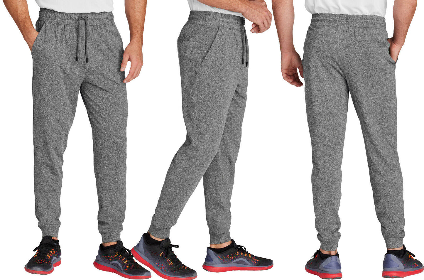 Mens Moisture Wicking Lightweight Joggers Stretch Sweatpant Back & Side Pockets