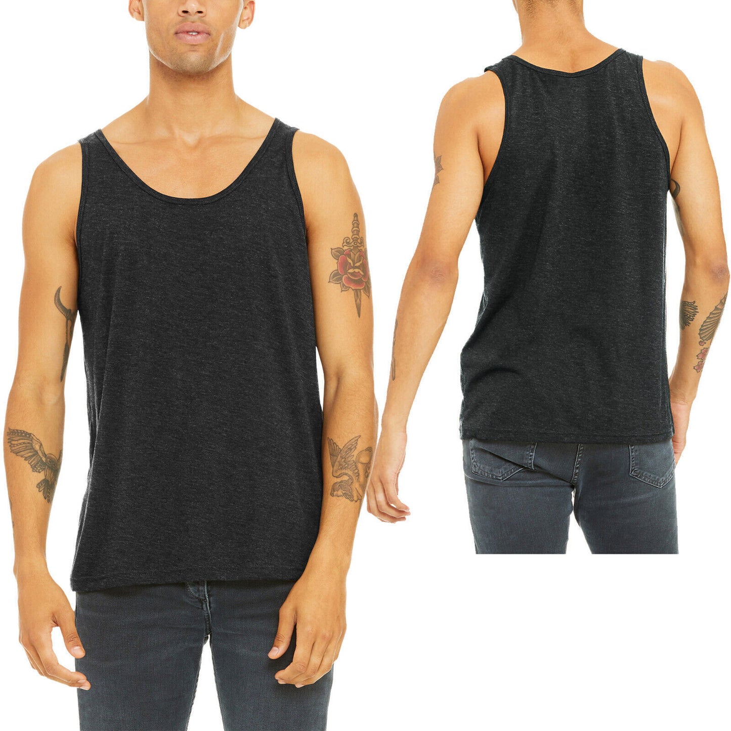 Mens Triblend Tank Top Sleeveless Workout Blended Tee Preshrunk T-Shirt XS-2XL