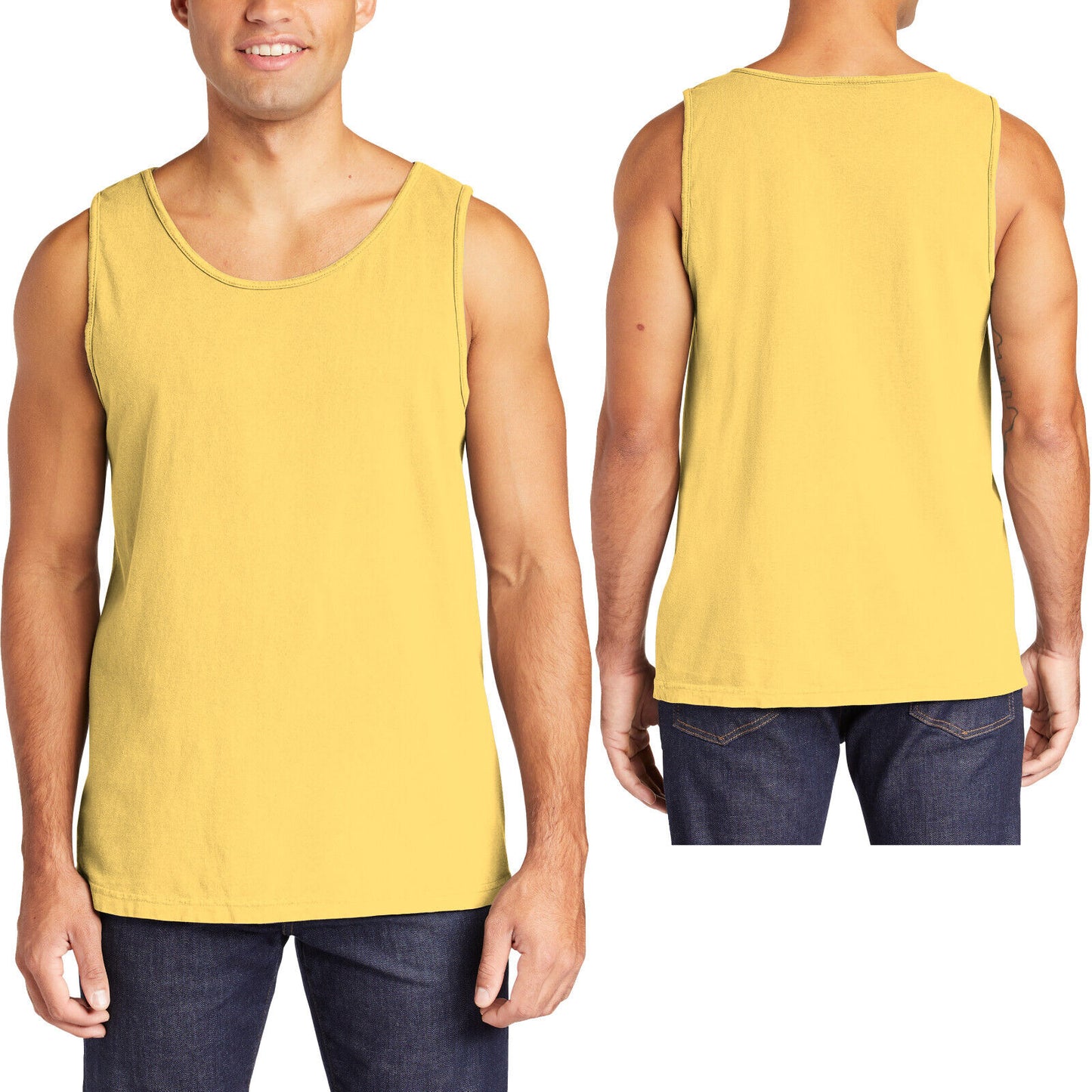 Mens Heavyweight 100% Soft Cotton Tank Top Sleeveless Tee Garment Washed XS-3XL