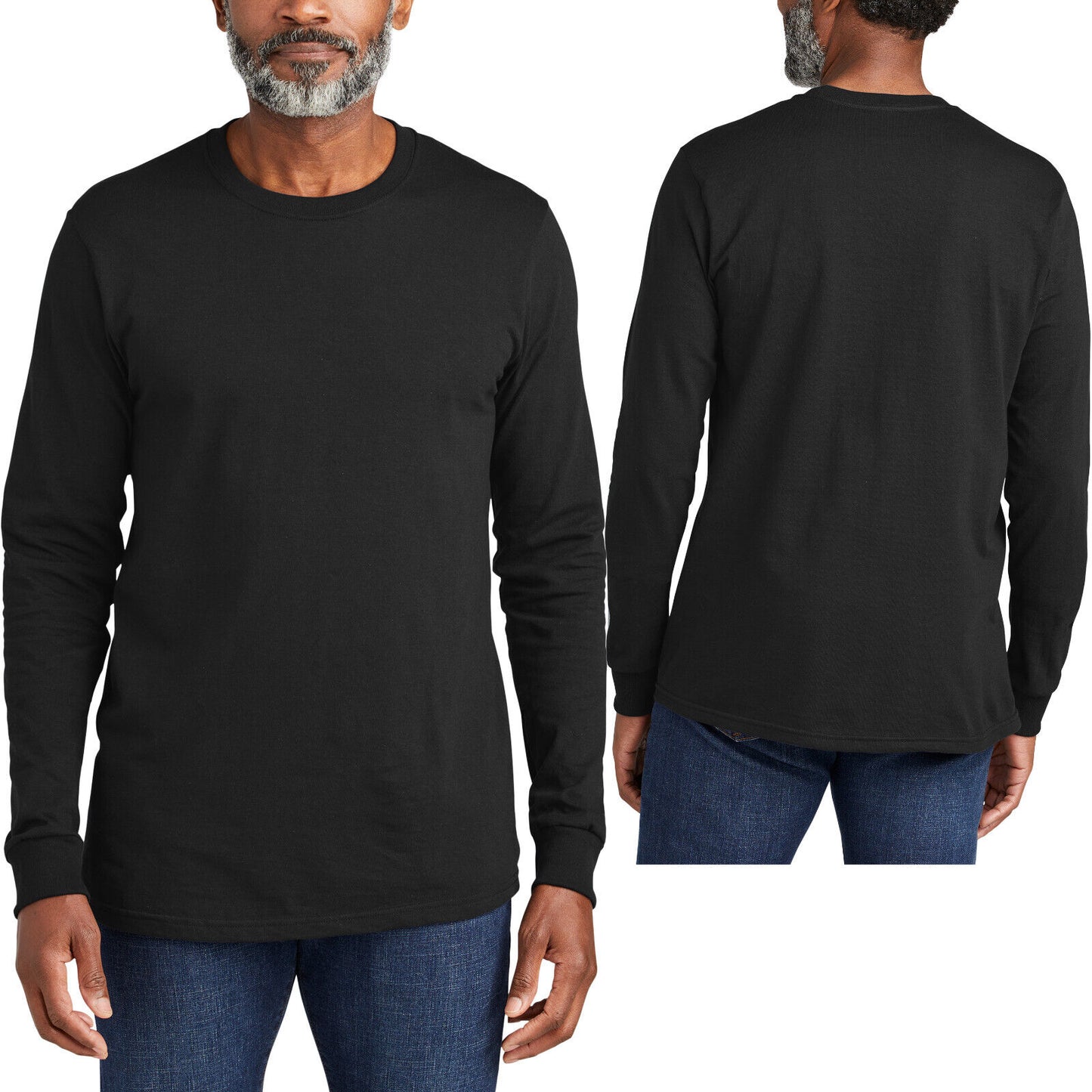 Mens 100% Cotton Long Sleeve American Made T-Shirt 5.5 Ounce Tee S-4XL NEW!