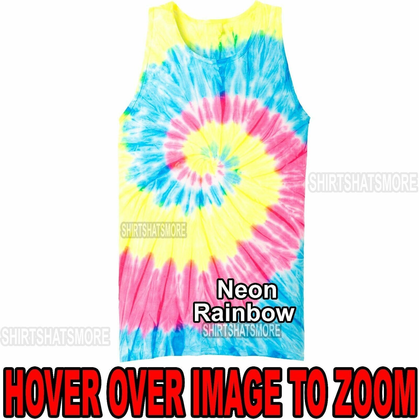 Mens Tie Dye TANK TOP NEON Spiral Tye Die Sleeveless T-Shirt S-XL 2X, 3X, 4X NEW