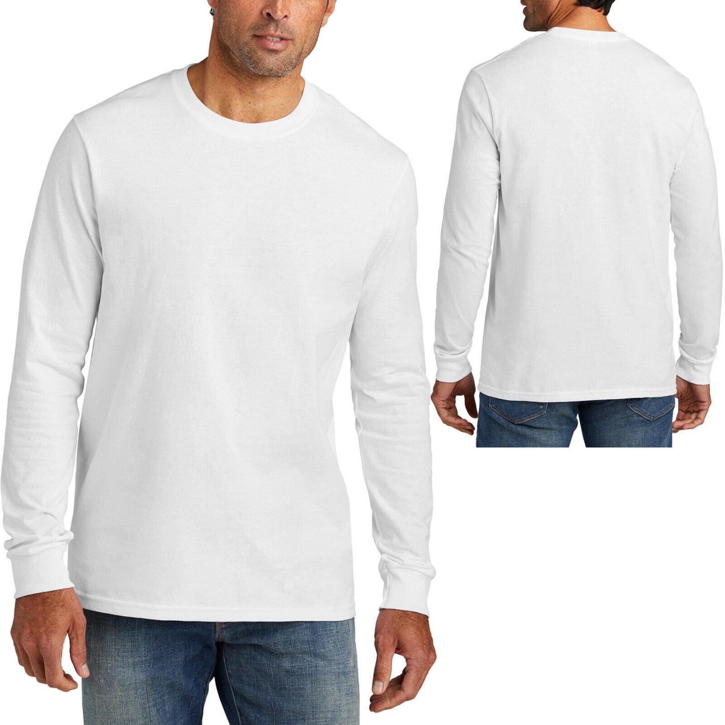 Mens 100% Cotton Long Sleeve American Made T-Shirt 5.5 Ounce Tee S-4XL NEW!