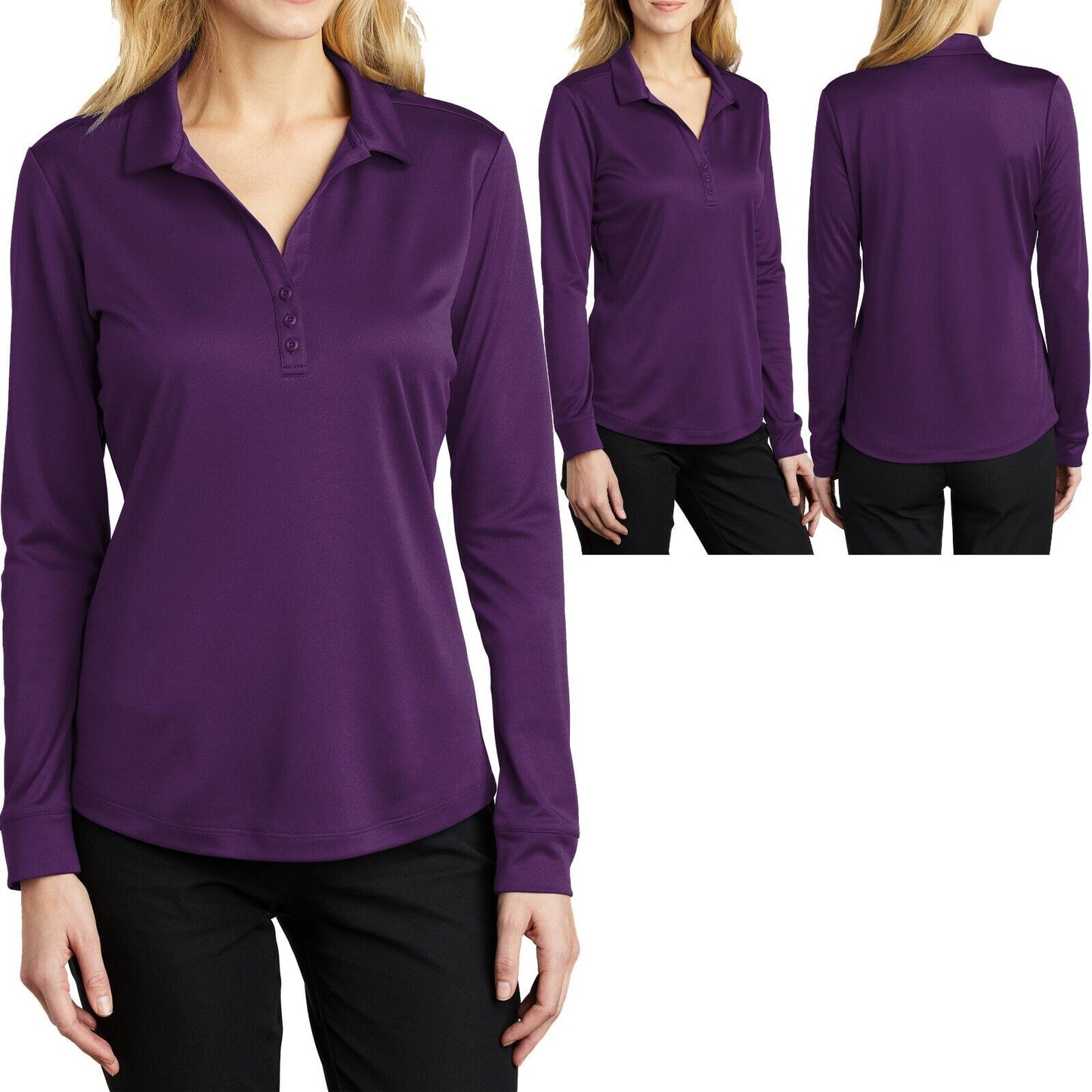 Ladies LONG SLEEVE Polo Shirt Moisture Wicking Womens XS-XL 2XL 3XL 4XL NEW