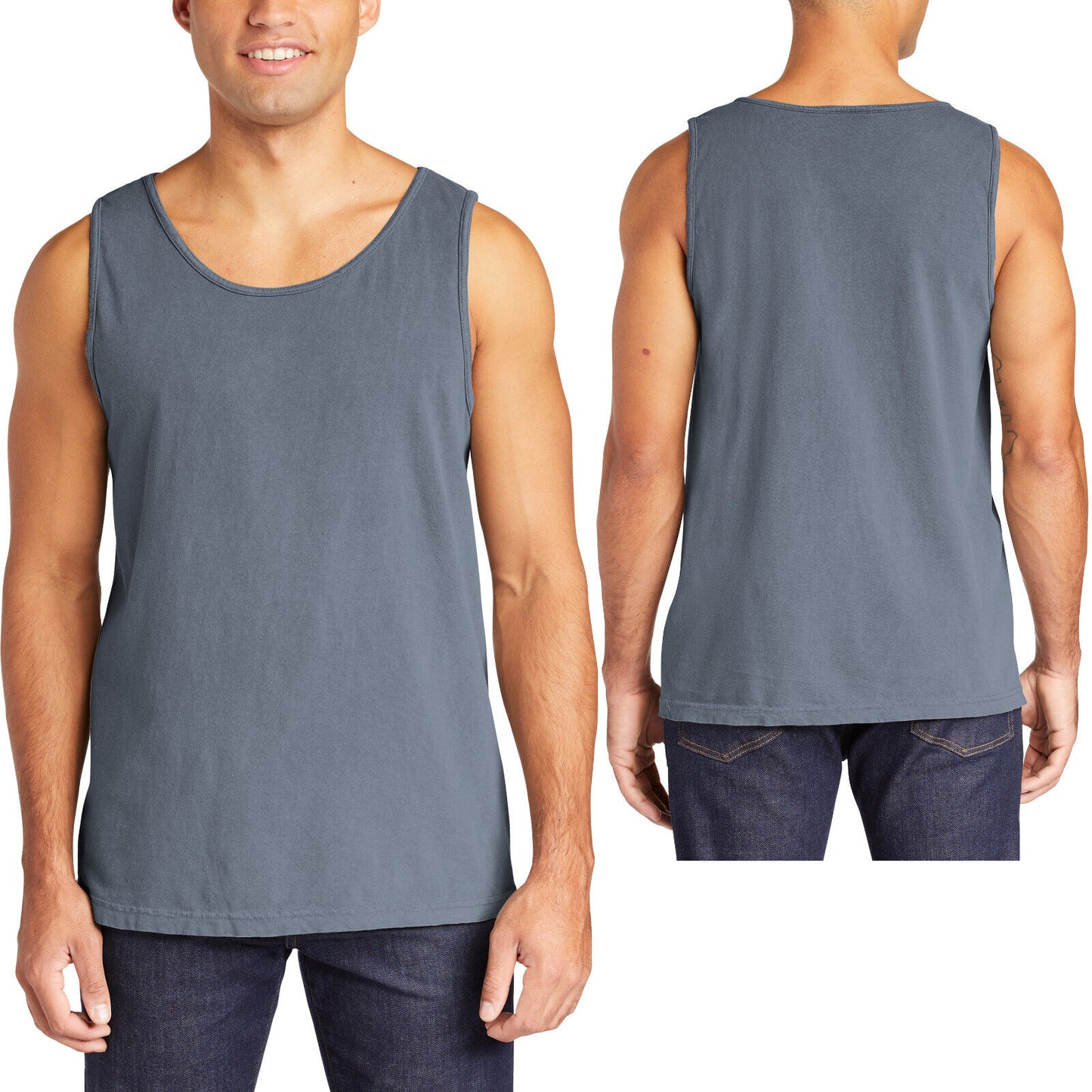 Mens Heavyweight 100% Soft Cotton Tank Top Sleeveless Tee Garment Washed XS-3XL