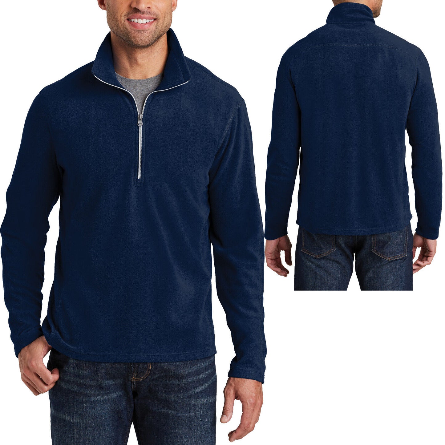 Mens Anti-Pill Micro Fleece Jacket 1/2 Zip Lightweight Pullover XS-4XL NEW!