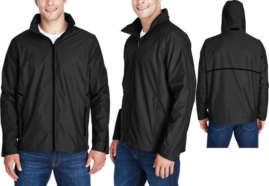 Mens Mesh Lined Abrasion, Wind, & Water Resistant Full Zip Jacket Hooded XS-4XL