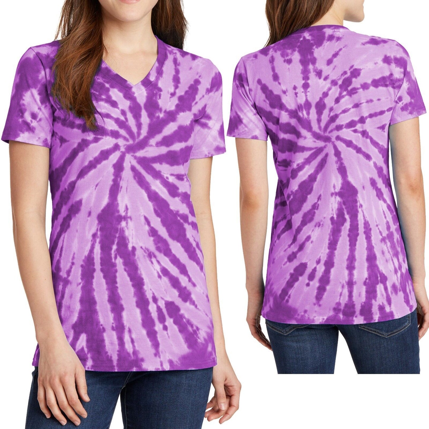 Ladies Plus Size Tie Dye T-Shirt V-NECK Cotton Tye Die Womens XL, 2XL, 3XL, 4XL