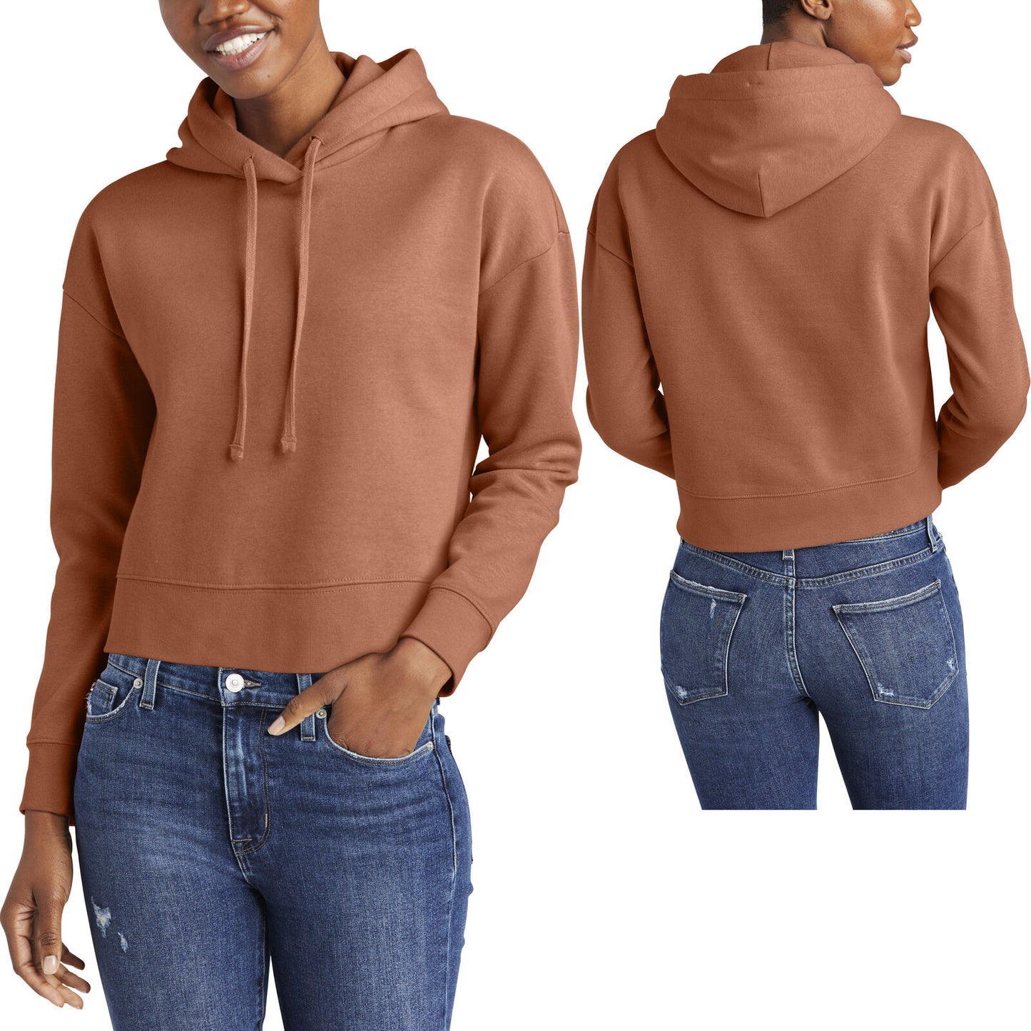 Ladies Plus Size Cropped Fleece Hoodie Women Long Sleeve Hooded Sweatshirt XL-4X