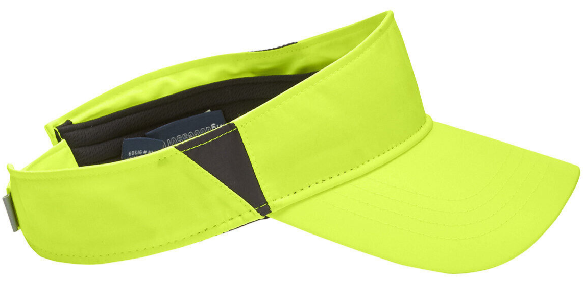 Mens Women Contrast Safety Yellow Visor With Reflective Tab Moisture Wicking Hat