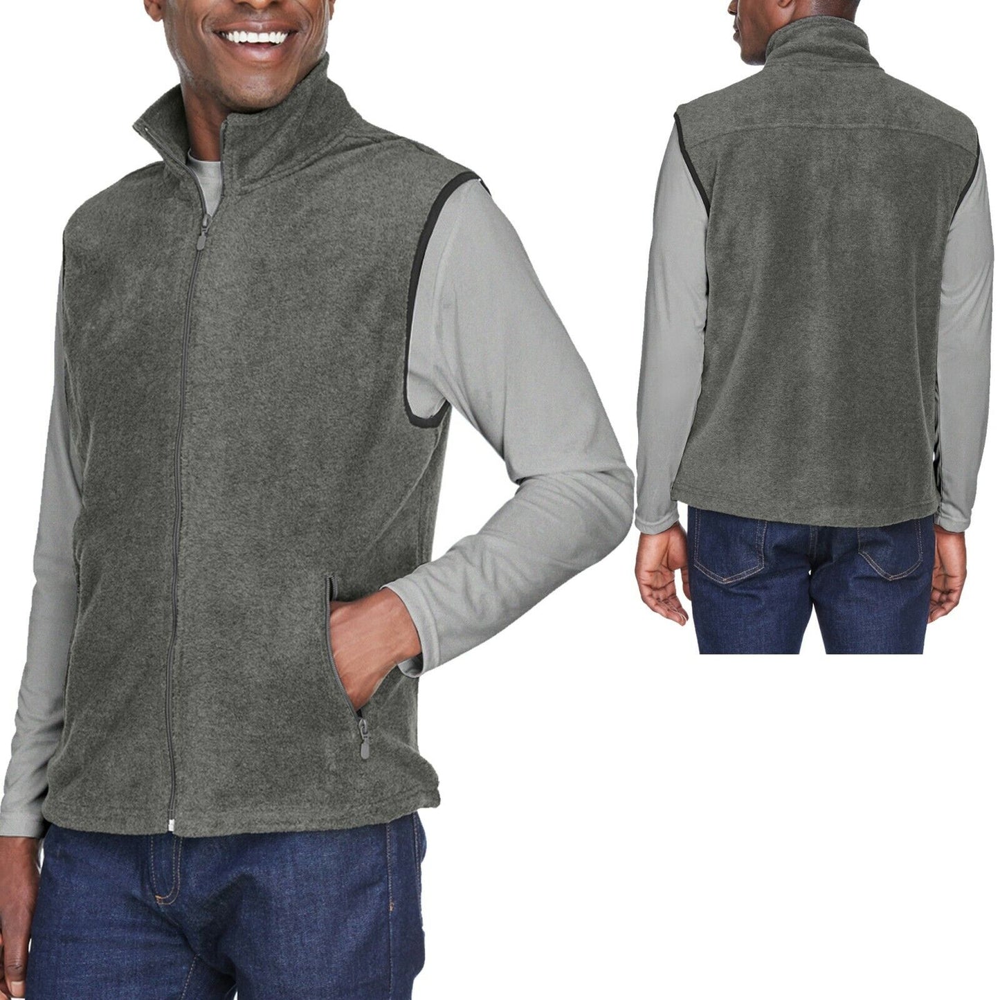 Mens Polar Fleece Vest Soft Sleeveless Jacket Warm Winter Coat S-2XL 3XL 4XL NEW