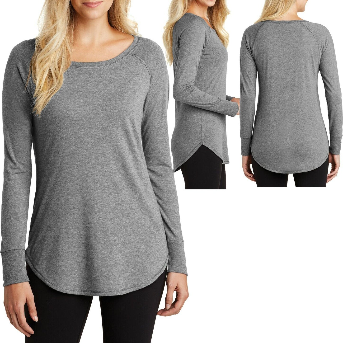 Ladies Plus Size Long Sleeve T-Shirt XL 2X 3X 4X Longer Length Hem Womens Tunic