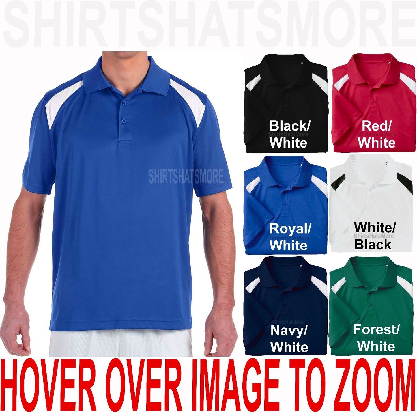 BIG MENS Polo Shirt Moisture Wicking Dri Fit Polytech 2XL 3XL 4XL 5XL 6XL NEW