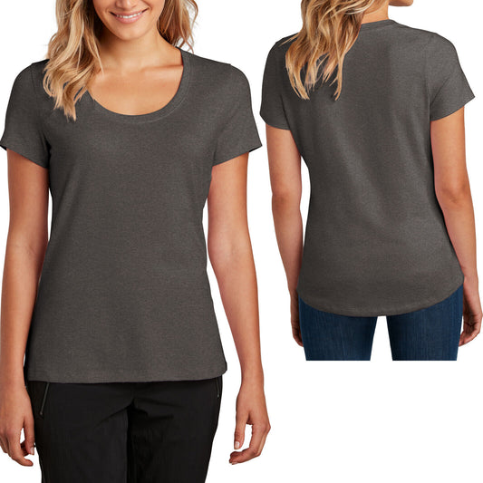 Ladies Heathered Scoop Neck Tee Shirt Soft Blend Womens Comfortable Tee S-4X New