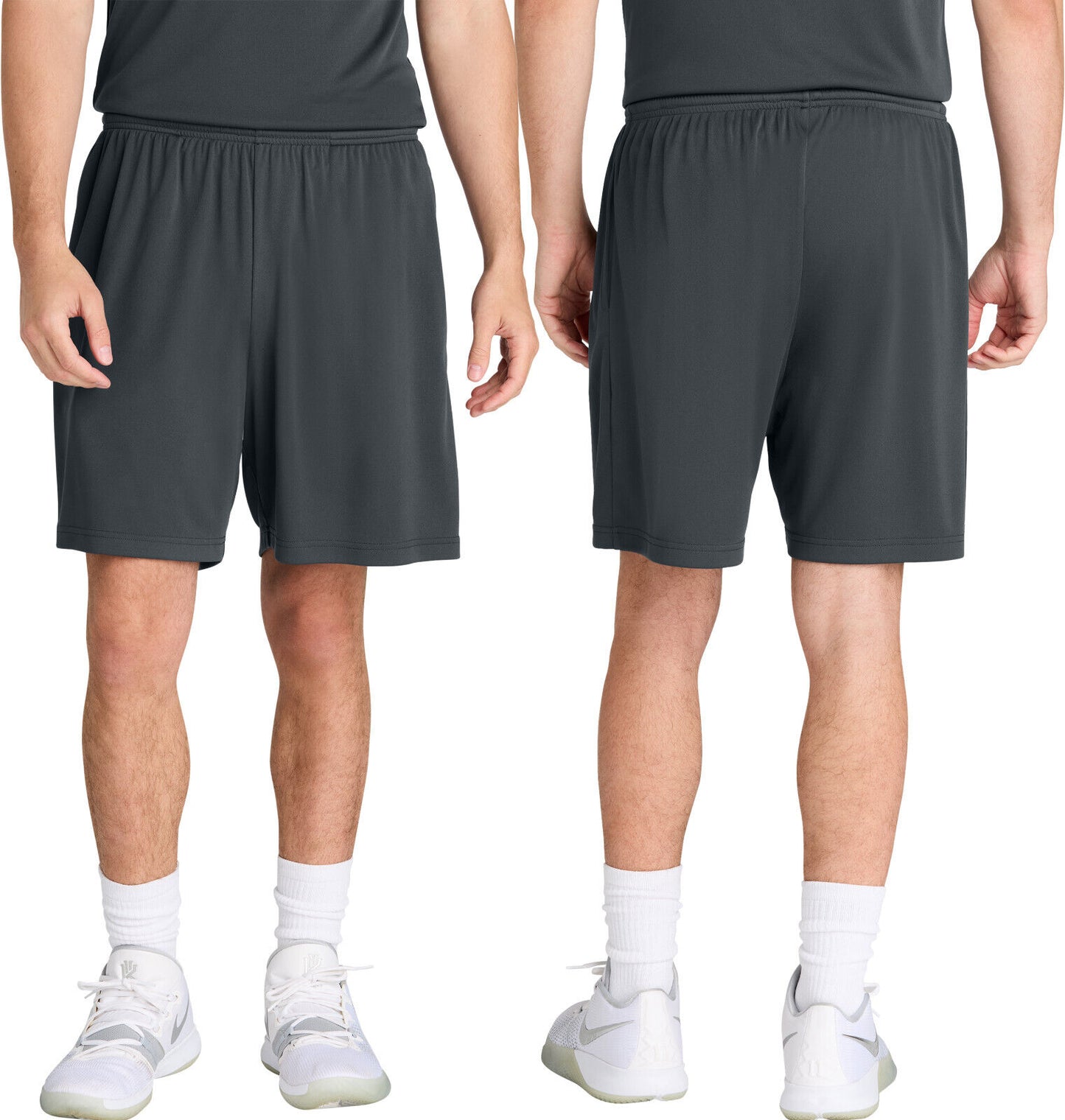 Mens Moisture Wicking 7 Inch Inseam Pocketed Shorts Elastic Waistband XS-4XL NEW