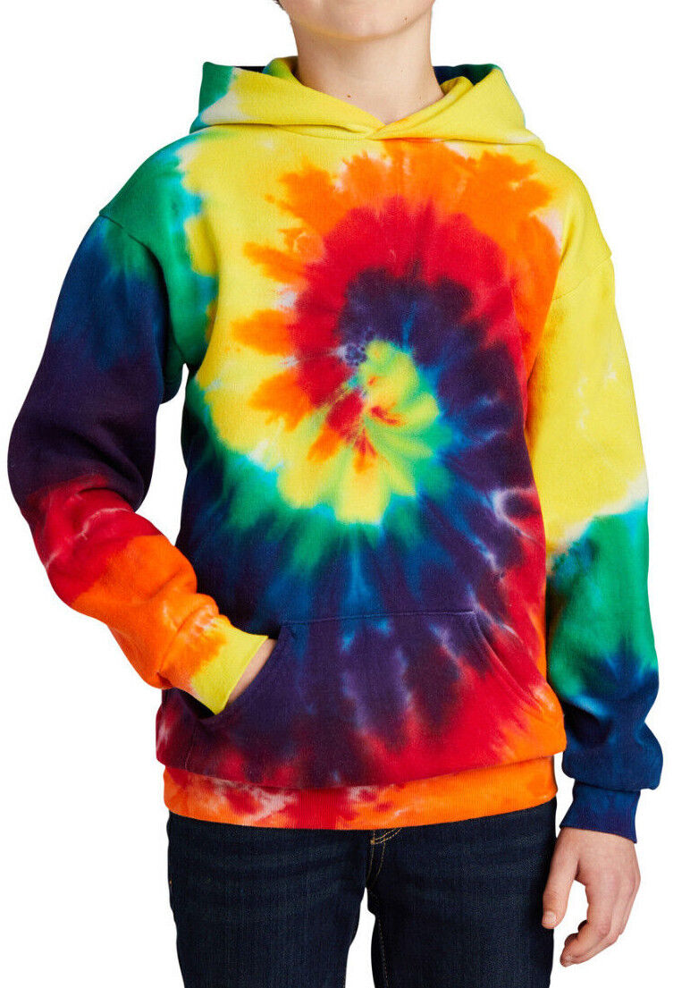 Youth Tie Dye Hooded Sweatshirt Kids Boys Girls Hoodie Child Hoody XS-XL NEW