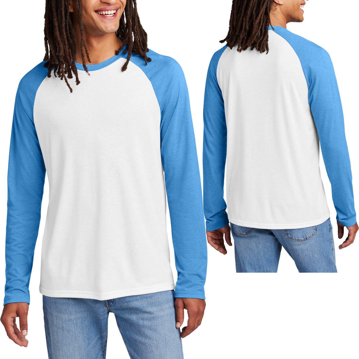 Mens Triblend Long Sleeve Baseball Tee Colorblock Soft Raglan T-Shirt XS-4XL NEW