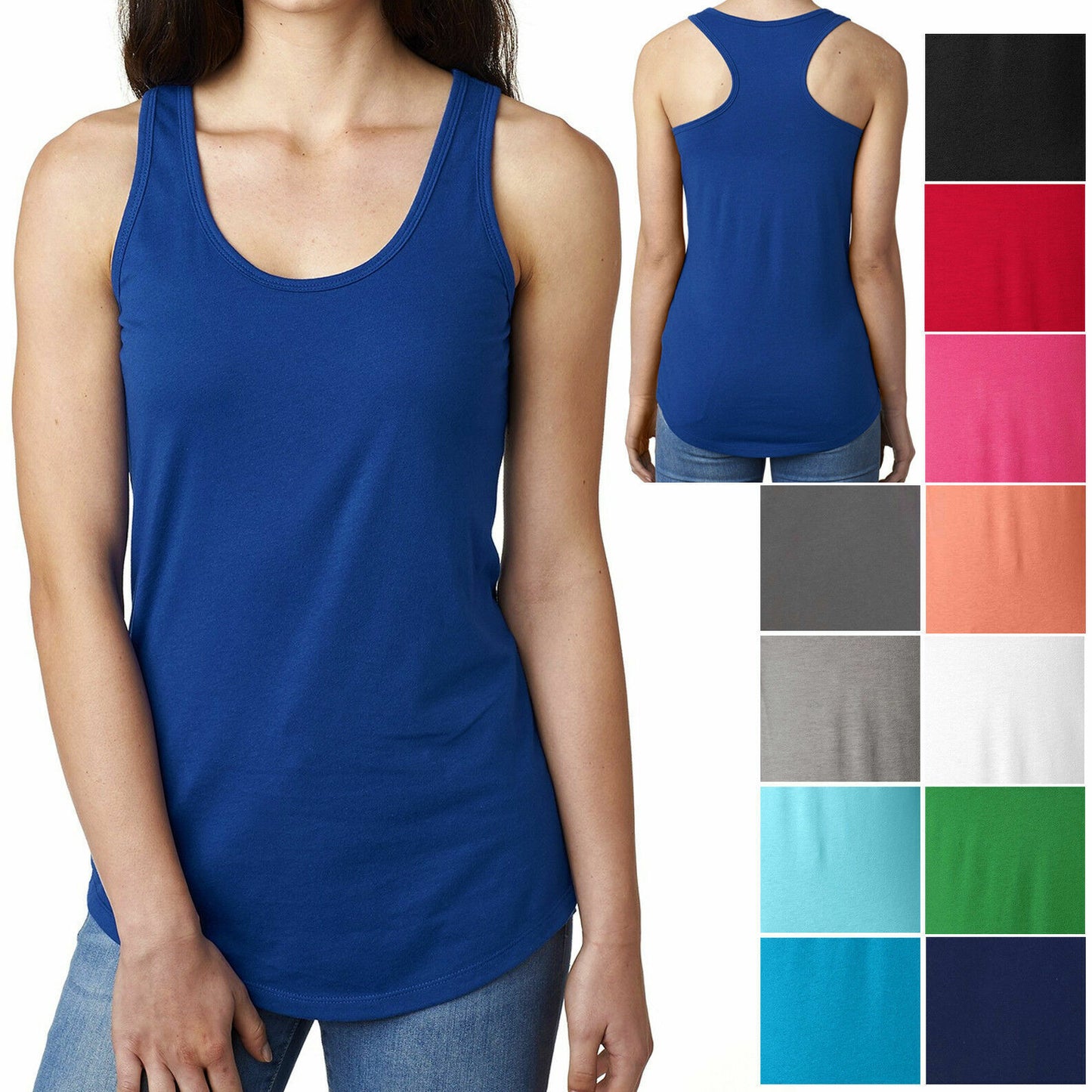 Ladies Flowy PRESHRUNK Racerback Tank Top Cotton/Poly Womens Junior XS-2XL NEW