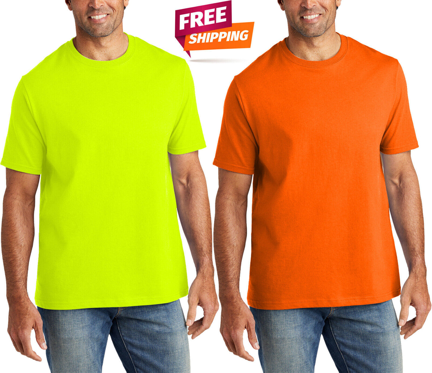 Mens Safety Colors Short Sleeve American Made T-Shirt 5.5 Ounce Tee S-4XL