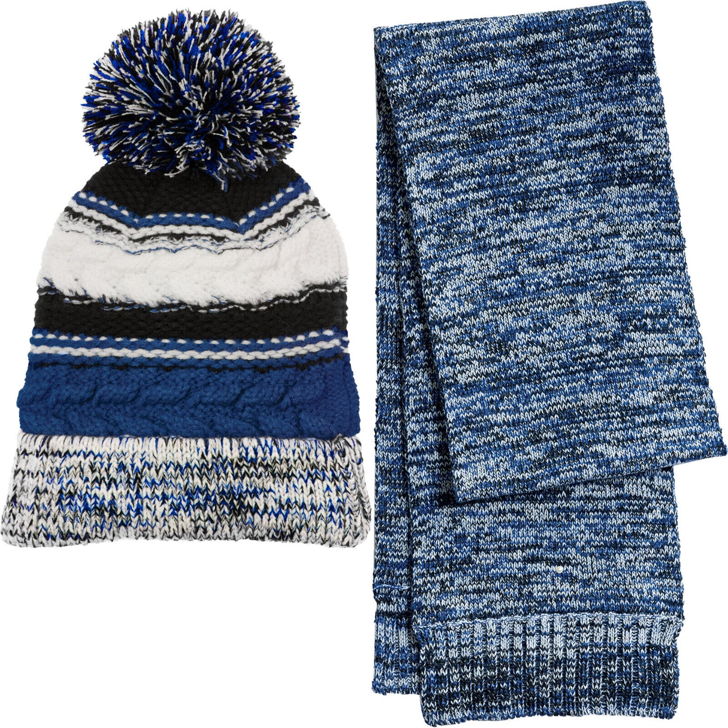 Ladies Women Team Pom Pom Beanie & Marled Scarf Matching Set! Soft Warm NEW!