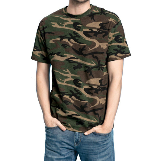 Mens CAMO T-Shirt Pigment Dyed PRESHRUNK Cotton S, M, L, XL, 2XL, 3XL, 4XL NEW