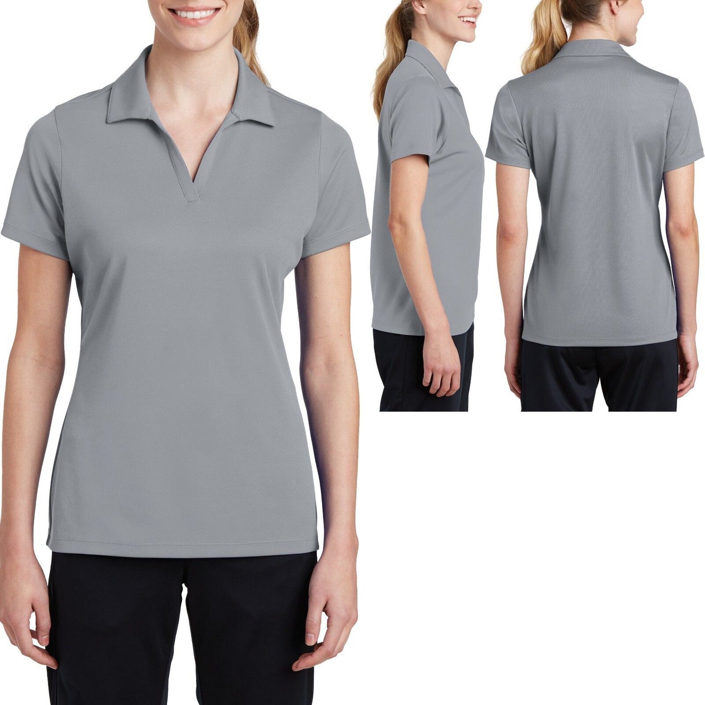 Ladies MICRO MESH Polo Shirt Moisture Wicking Dri Fit Tagless XS-XL 2XL 3XL 4XL